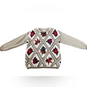 Golden Touch Vintage 90s Plus Size Cottagecore Whimsygoth Floral Knit Sweater